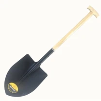 Pala rotonda in vernice con manico in legno